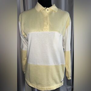 Vintage Nike Polo Long Sleeve 1/4 Button Snap Shirt Top Womens Medium Yellow